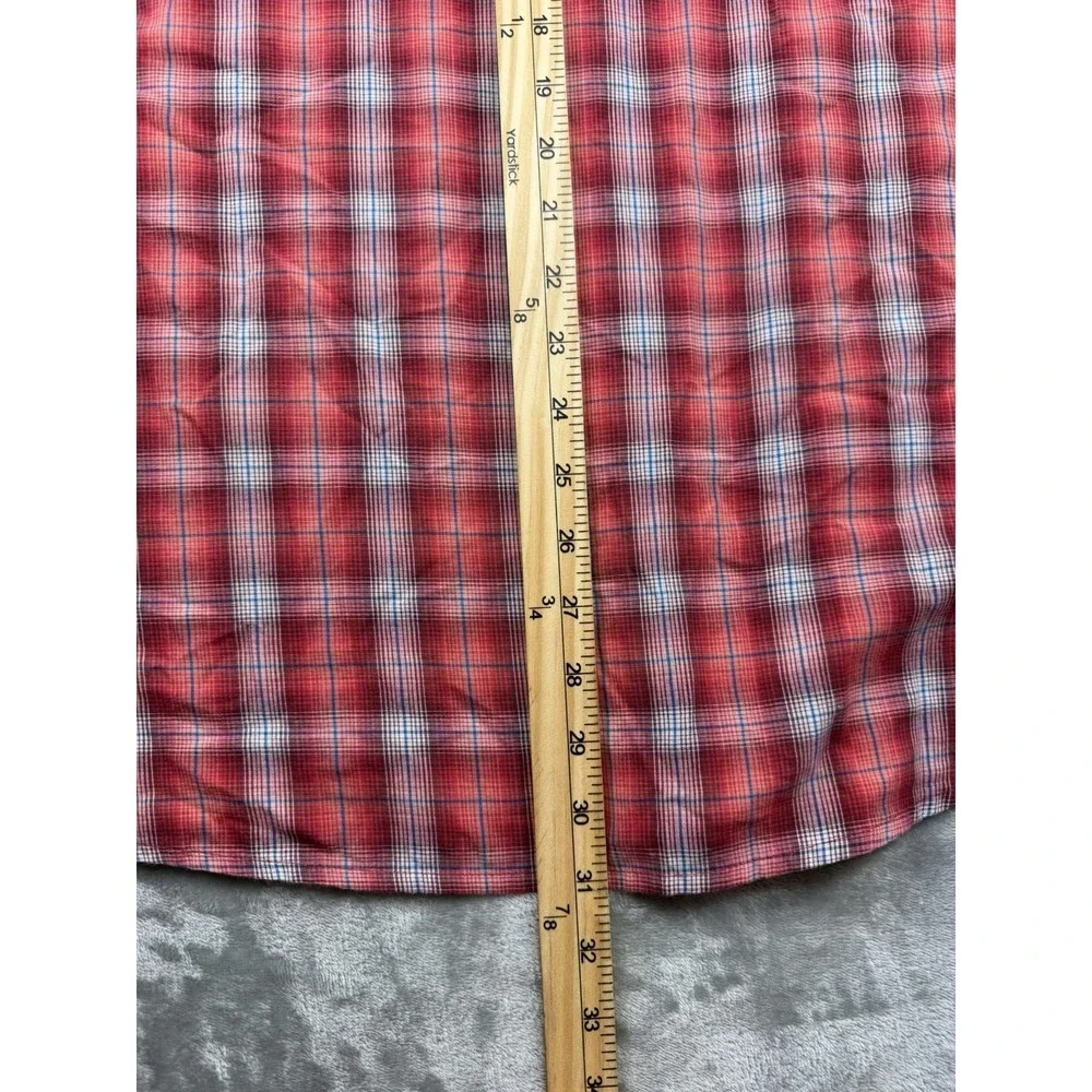 Wrangler Western Shirt Men's 2XL Red Plaid Pearl Snap Short Sleeve‎ Cowboy Rodeo